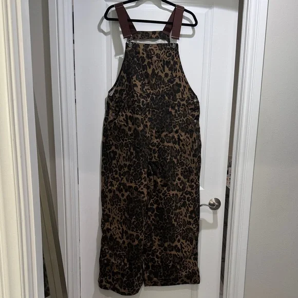 Cider Leopard Print Overalls with Brown Straps NWT - Picture 1 of 3
